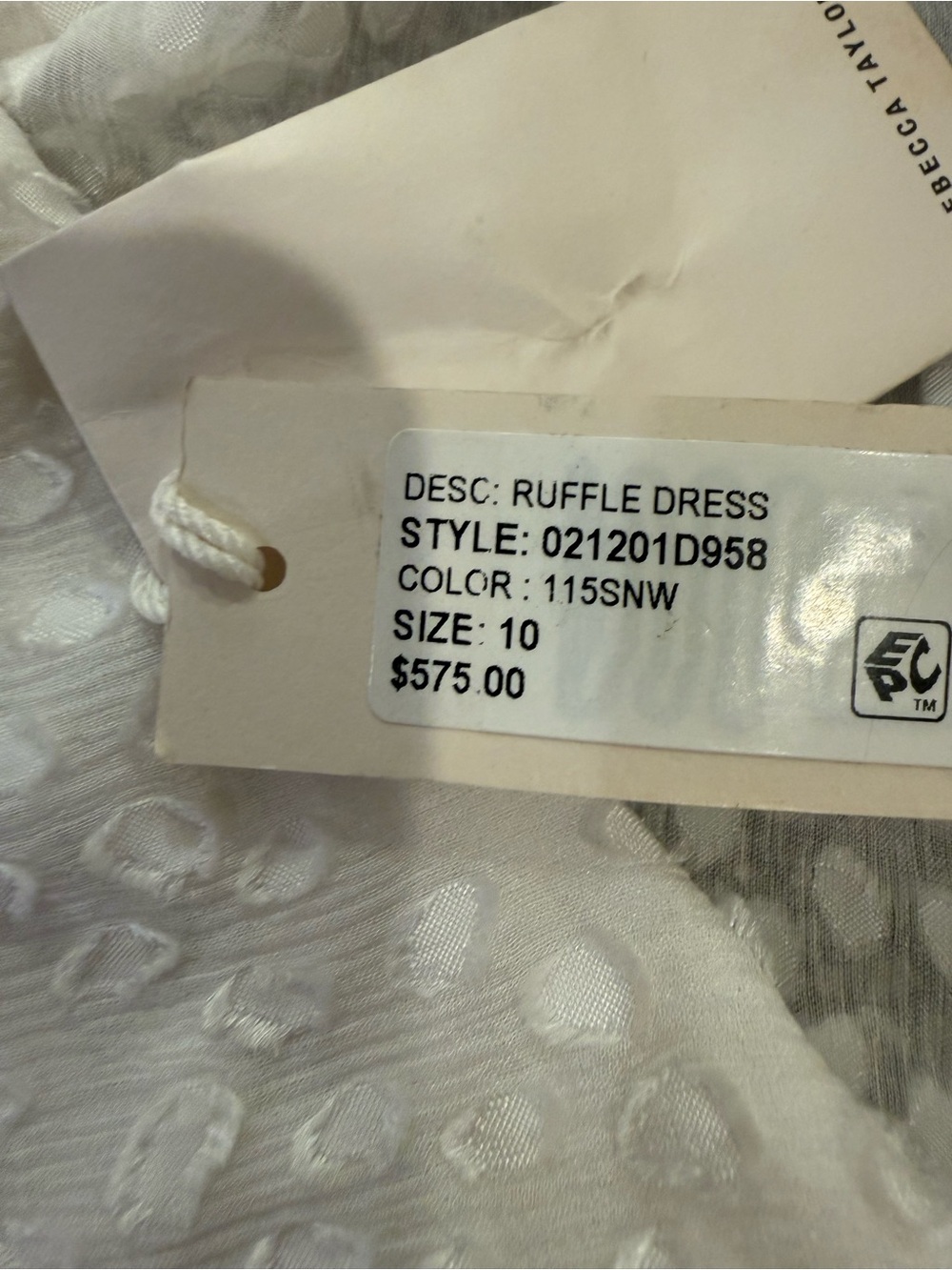 Rebecca Taylor Silk Blend Swiss Dot Ruffle Dress Ivory Size 10 Tags Attached - Picture 7 of 15